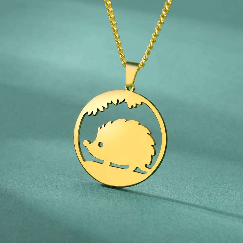 Skyrim Hedgehog Pendant Women's Stainless Steel Necklace Choke Ring Fashion Cute Jewelry Natural Animal r Gift H260312