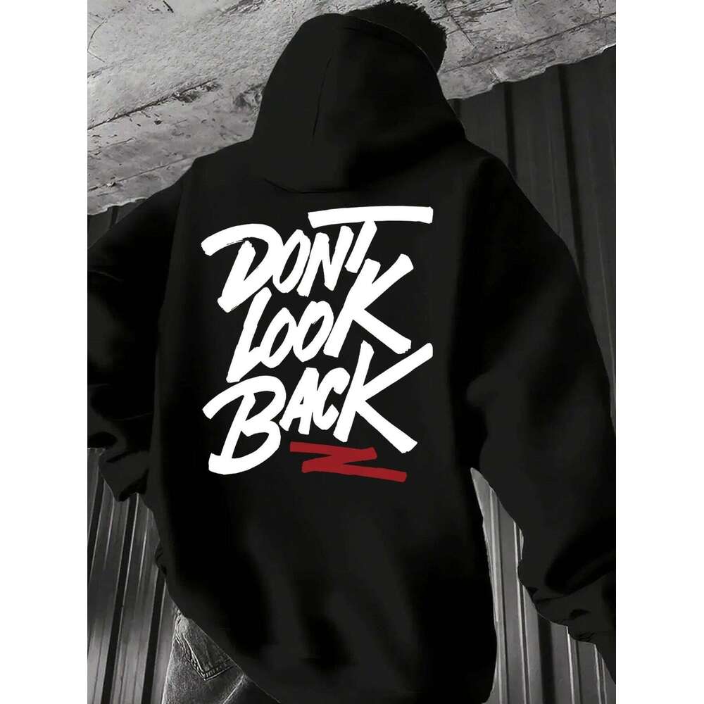 2025 Back Label "No Longer Looking Back" New Men's Pullover Long-sleeved Drawstring Hooded Sweatshirt Z260314