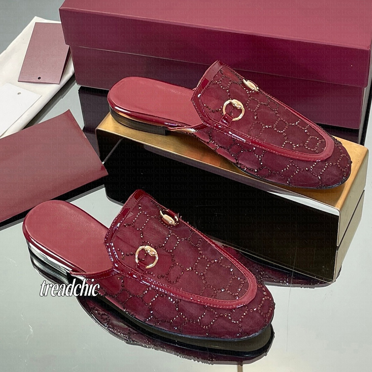 Designer loafers mules Women's Casual shoes New Transparent Mesh Breathable Water Diamond Half Slippers Genuine Leather Flat Fisherman's Shoes size 35-43 4c