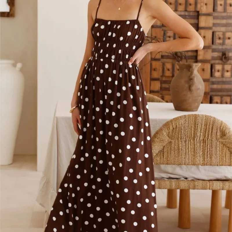 Contrast Dress Vestido Dresses 2025 Woman Spaghetti Strap Polka Dots Sling Holiday Vacation Slim Trendy Temperament Simple StyleT260316