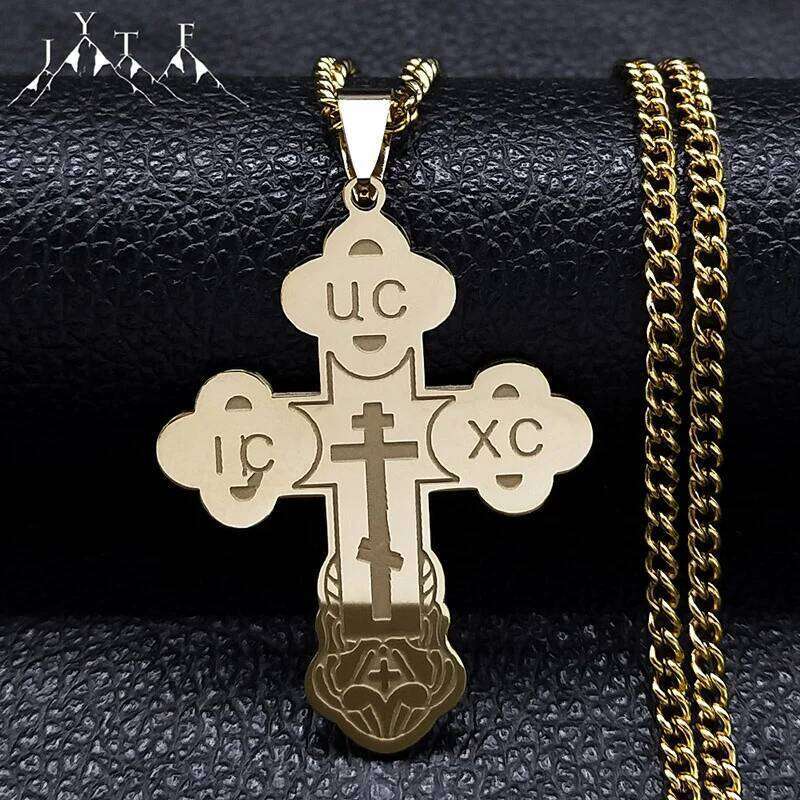 Stainless Steel Orthodox Minimalist Latin Cross Budded Russian Slavic Christian Serbian Talisman Necklace Jewelry H260312