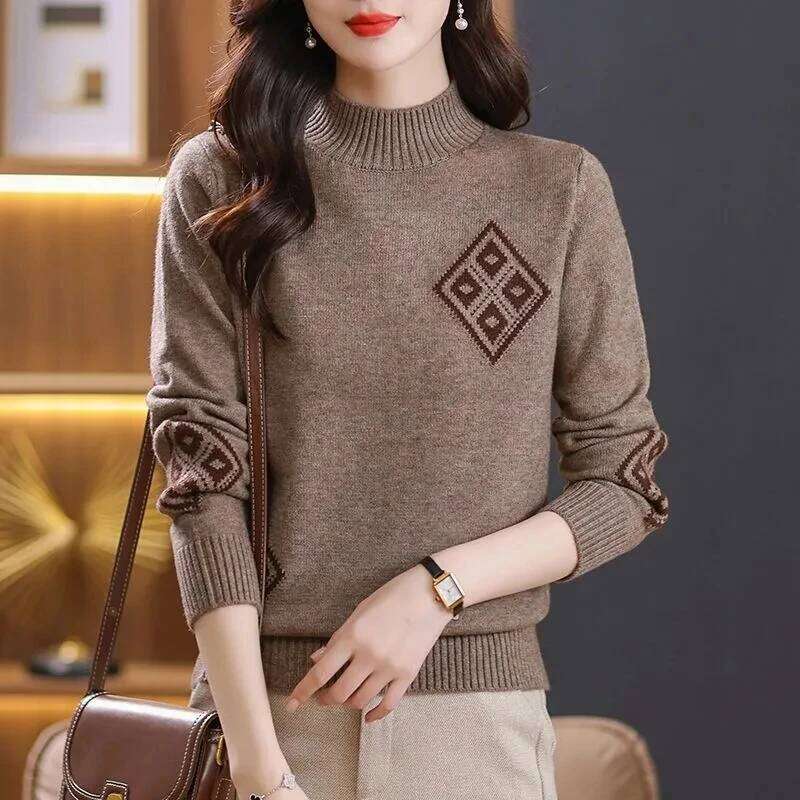 2024 Spring Autumn Winter Knitwear Women Sweaters Fashion Casual Warm Knit Cable Jumper Female Turtleneck Sweater Z260313