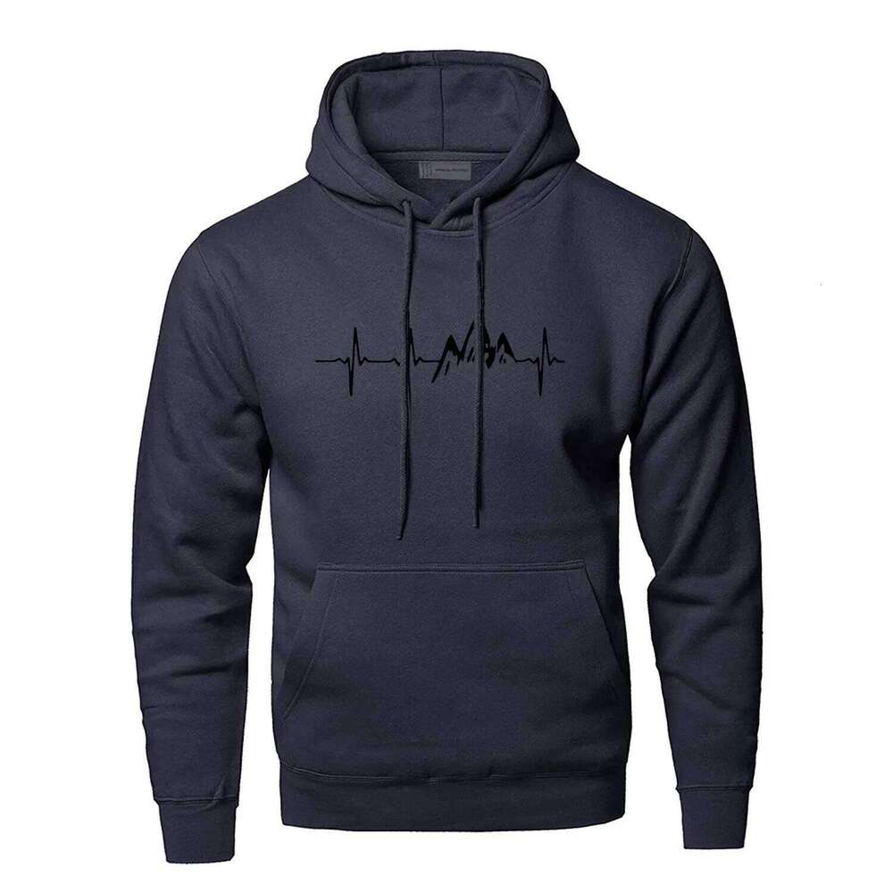 Mountain Heartbeat Hoodies Men Sound Ray Diagram Hooded Sweatshirt Hoodie Winter Autumn Print Black Gray Sportswear Z260314