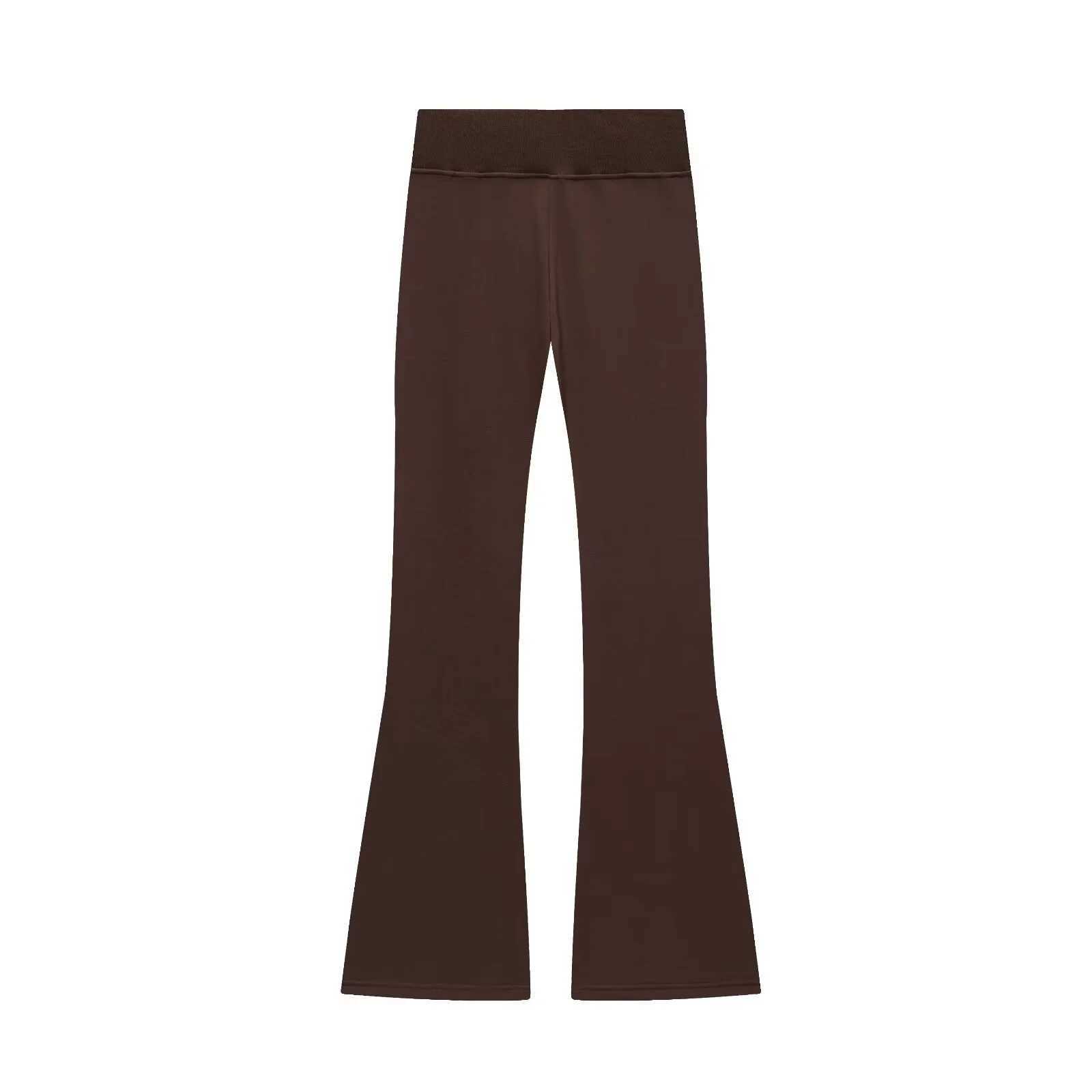 PRINTKAOIR 2026 Spring New Womens Casual Lapel Long-Sleeved Zipper Fleece Jacket High-Waisted Terry Flared Trousers M260313