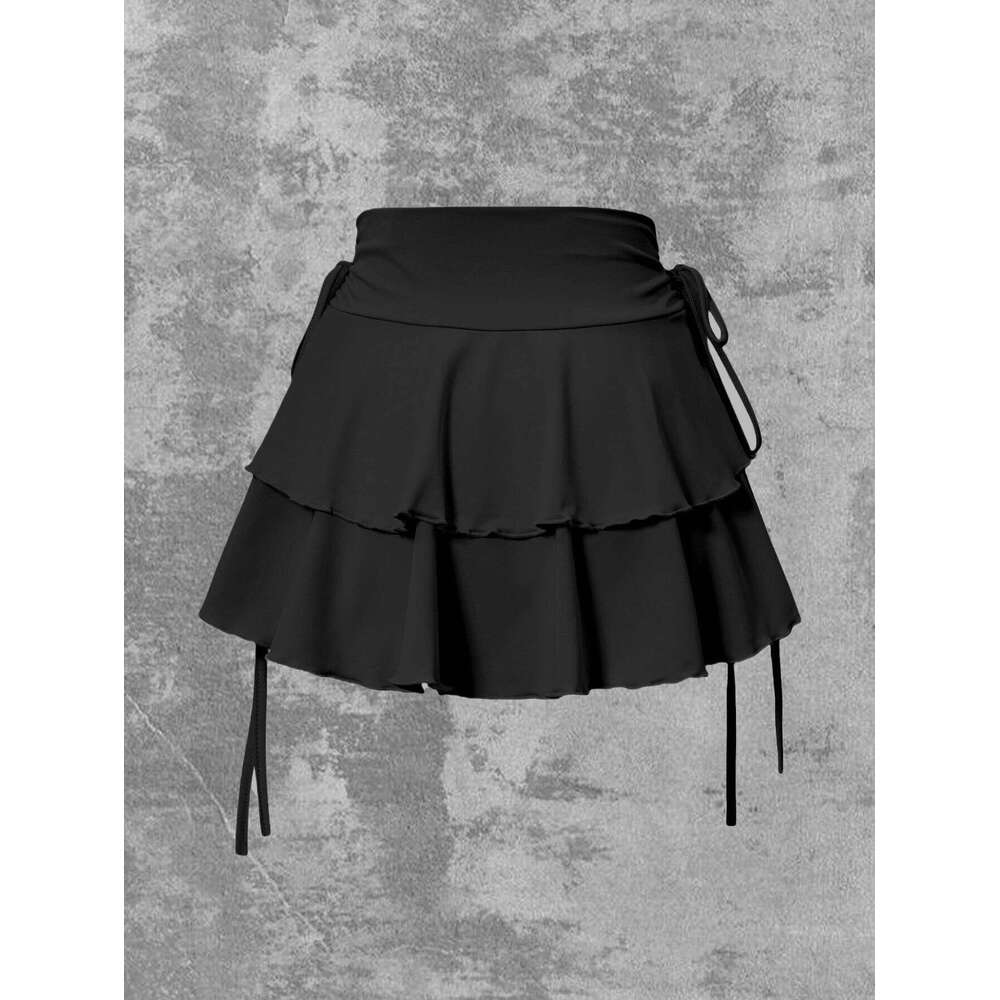 2025 New Solid Color Women Summer Fashion Outdoor Versatile High Slim Fit Elastic Waist Short Skirt Goods In Stock Z260314