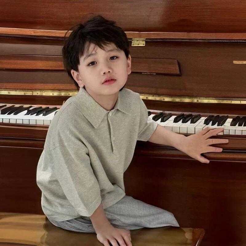 Women's T-Shirt Korean children's clothing boys' polo shirt summer fashion short-sleeve children's turn-down collar t-shirt