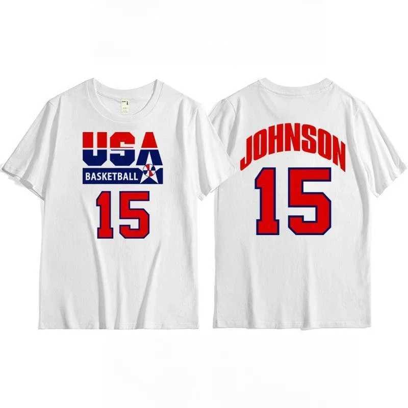 Us mens basketball team training T-shirt top retro sporty casual short-sleeved breathable quick-drying high-quality sportswear D260313