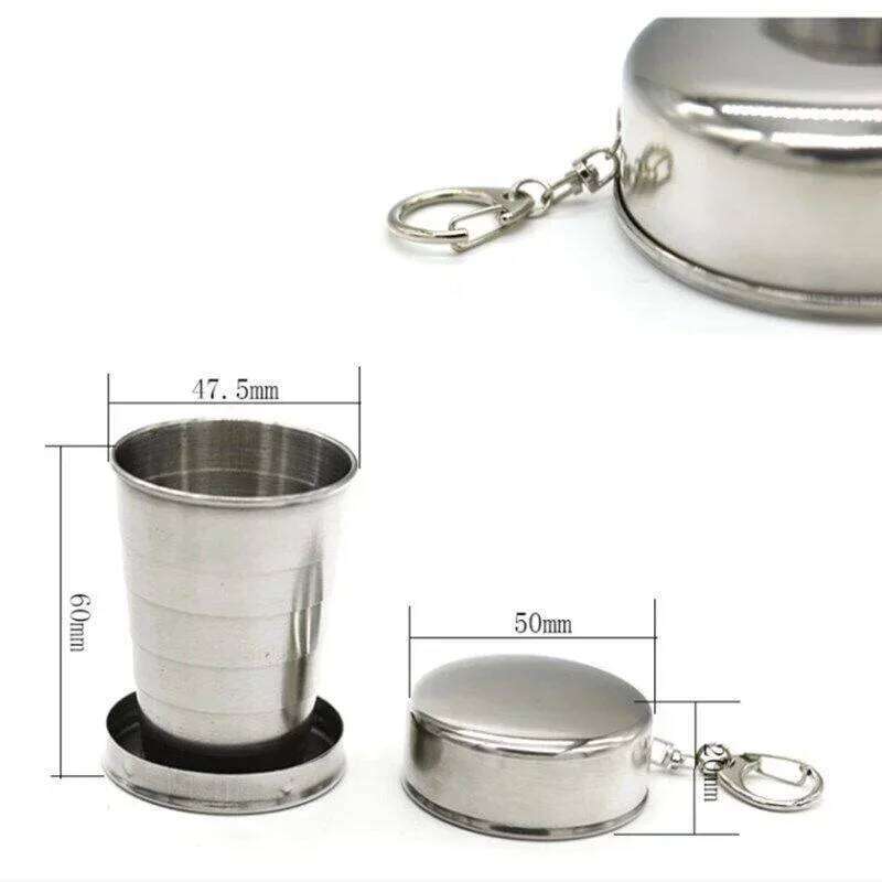 75/150/250ML Stainless Steel Folding Camping Cookware Retractable Teacups Teaware Camp Utensils Tableware Folded Cup Z260314