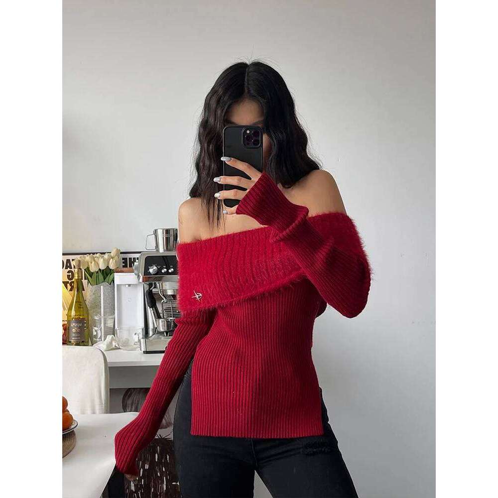 WOMENGAGA Spicy Girl Slash Neck Off Shoulder Knitted Sweater For Winter New Slim Fashion Sexy Korean Women Top B5FU Z260313