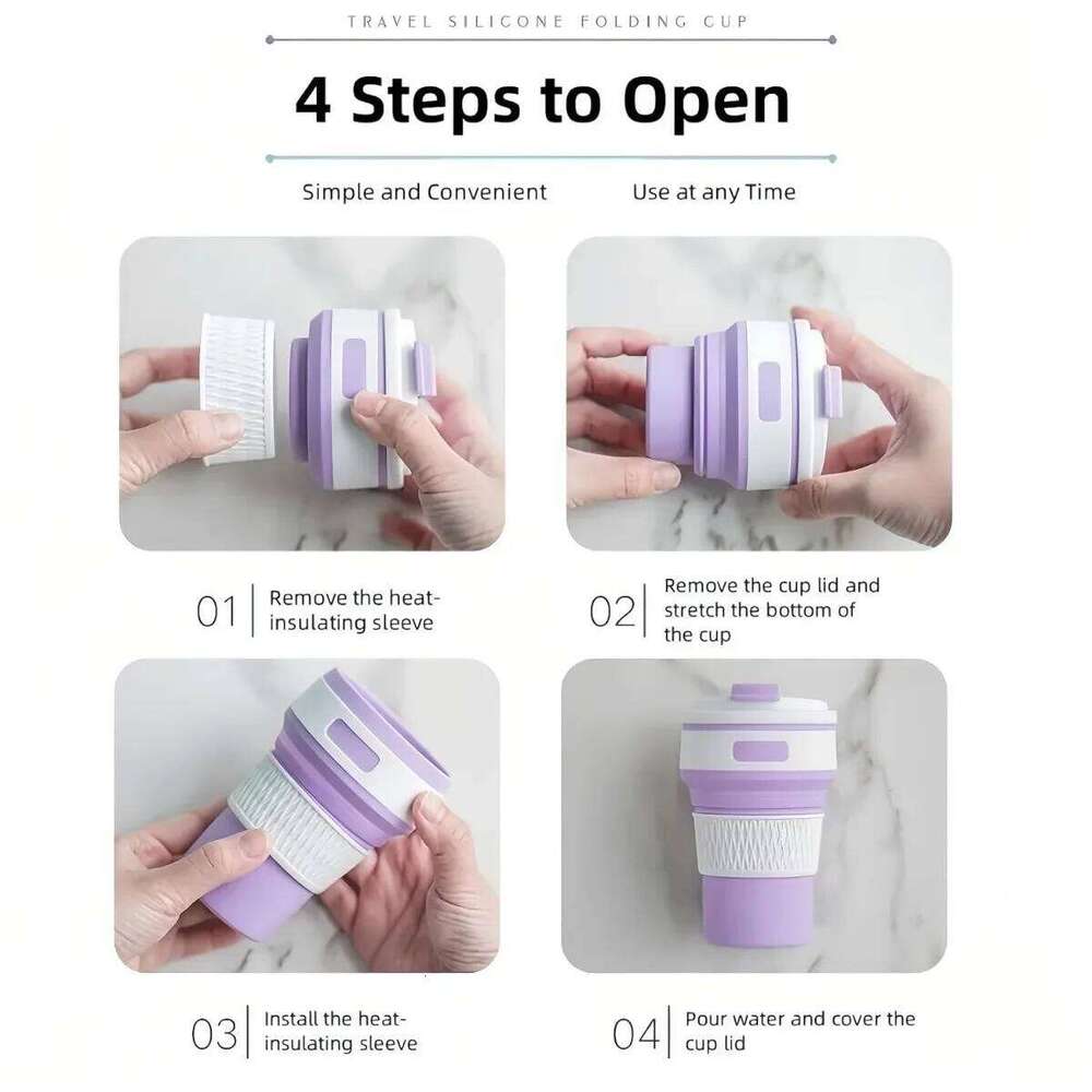 Collapsible Silicone Travel Mug Lightweight Portable Leak-proof Water Bottle, Suitable for Travel, Yoga and Other Sports. Z260314