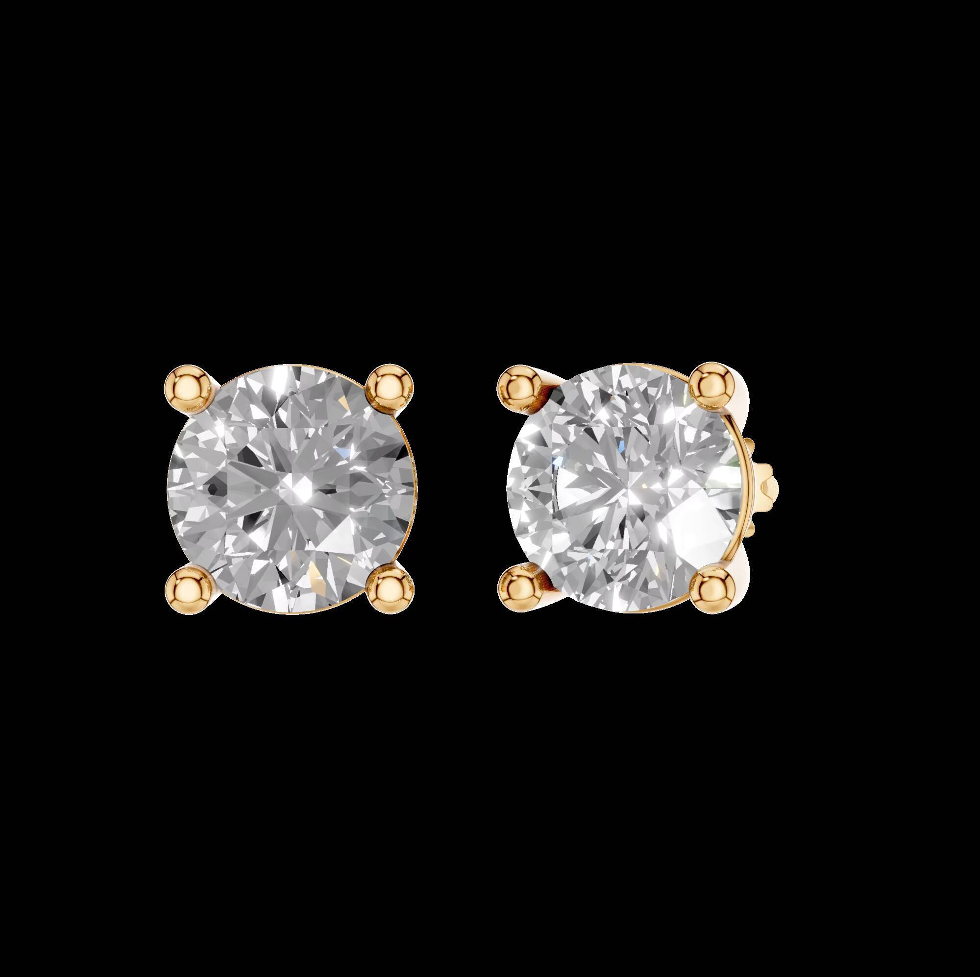 Womens 14K Gold Rhodium Plated Moissanite 1 Carat Engagement Stud Earrings with Claw Setting