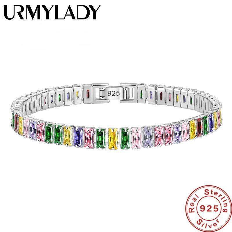 korean fashion 925 Sterling Silver Light Luxury Color Crystal Hand Bracelet For Women Charm Wedding Jewelry Gift Party 18cm Z260313