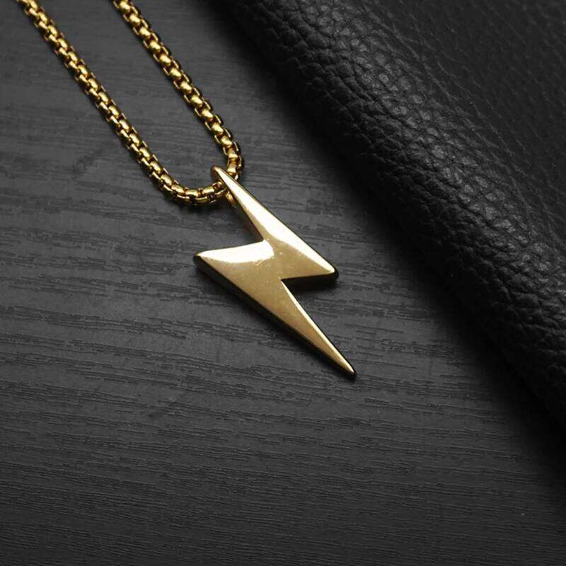 1PC Fashion Simple Stainless Steel Geometic Lightning Necklace Men Jewelry Birthday Gift for Him H260312