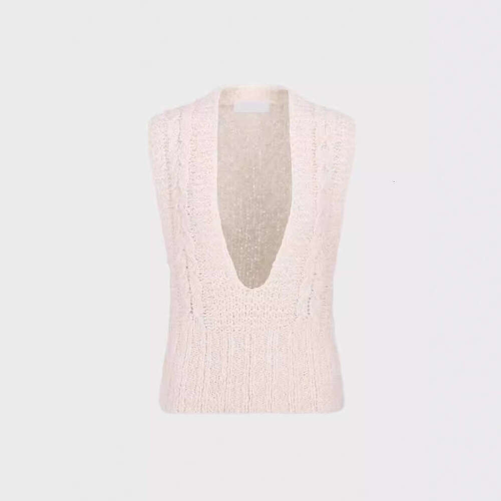 2026 Spring/Autumn New Low Collar Long Sleeve Shirt with V-neck Sleeveless Soft Knitted Tank Top