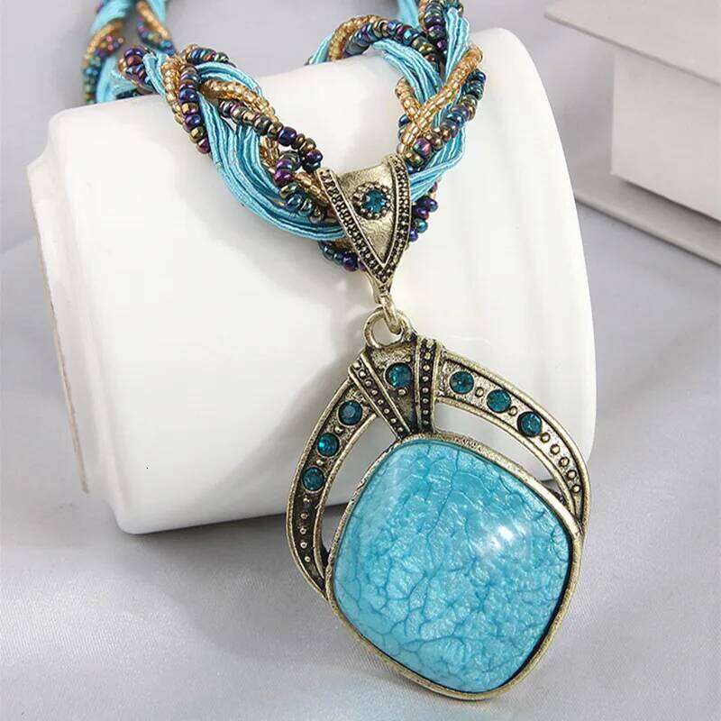 Fashion Bohemia Ethnic Handmade Necklaces For Women Bijoux Multilayer Beads Chain Geometic Pendant Necklace Woman Gift H260312