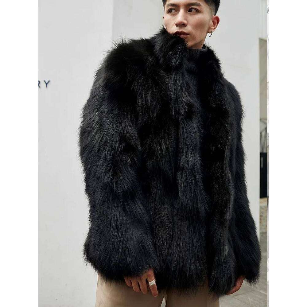 Furry Stand Collar Oversized Thicken Winter Coat Men Warm Windproof Trendy Solid Parkas Faux Fur Outerwear Luxury Casual Jacket Z260313