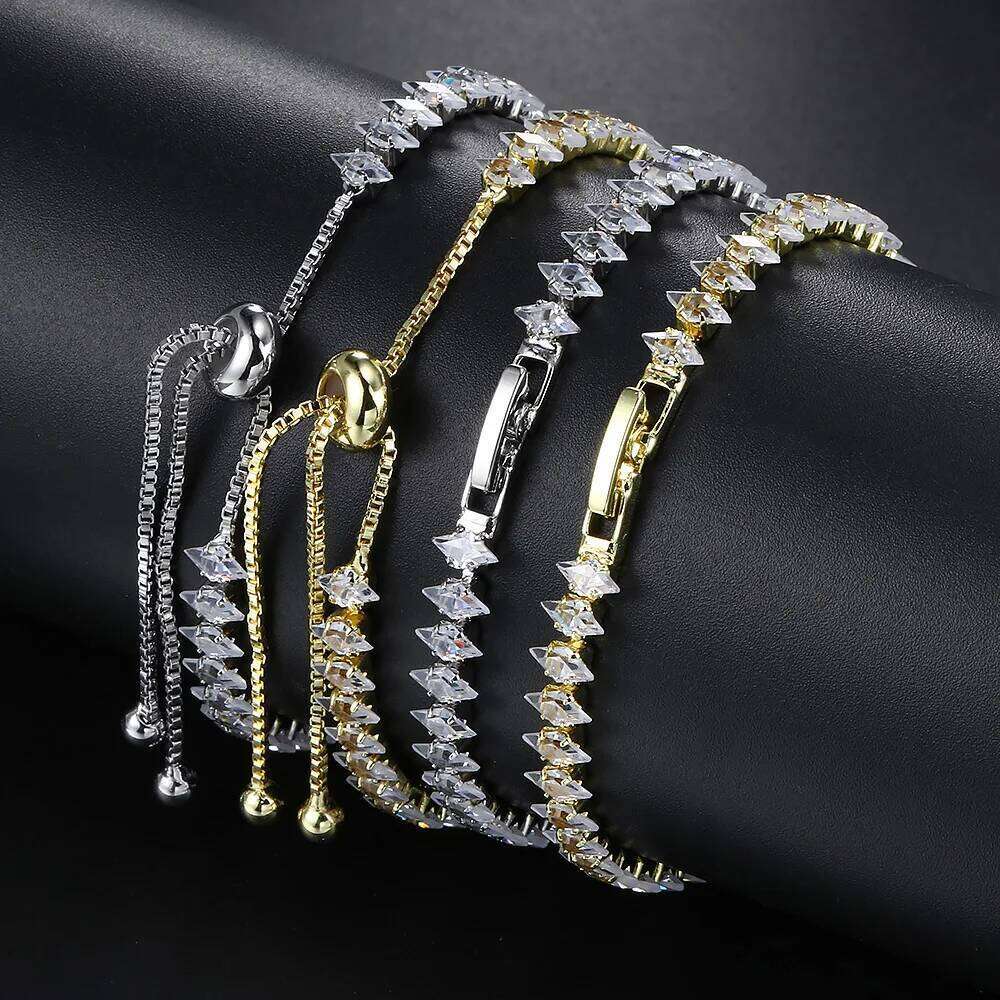 Luxury Dainty Tennis Bracelet for Women Silver Color Sparkling Cubic Zircon Stackable Hand Chain Crystal Wedding Jewelry H085 Z260313