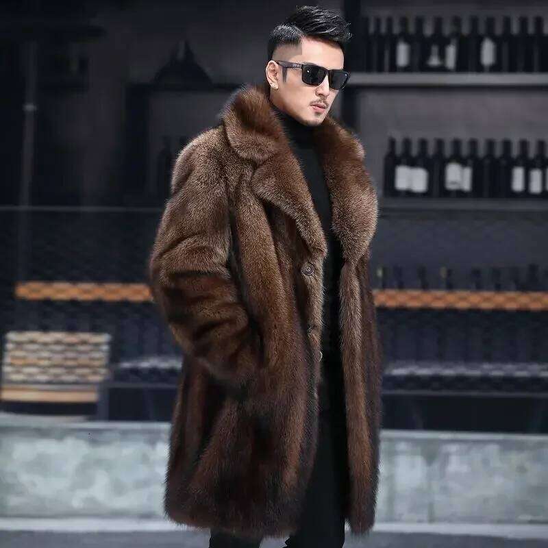 Luxury Brand Men's Clothing Jackets Mid-length Faux Fur Coat High Quality Warm Design Thick Business Outerwear JJ992 Z260313