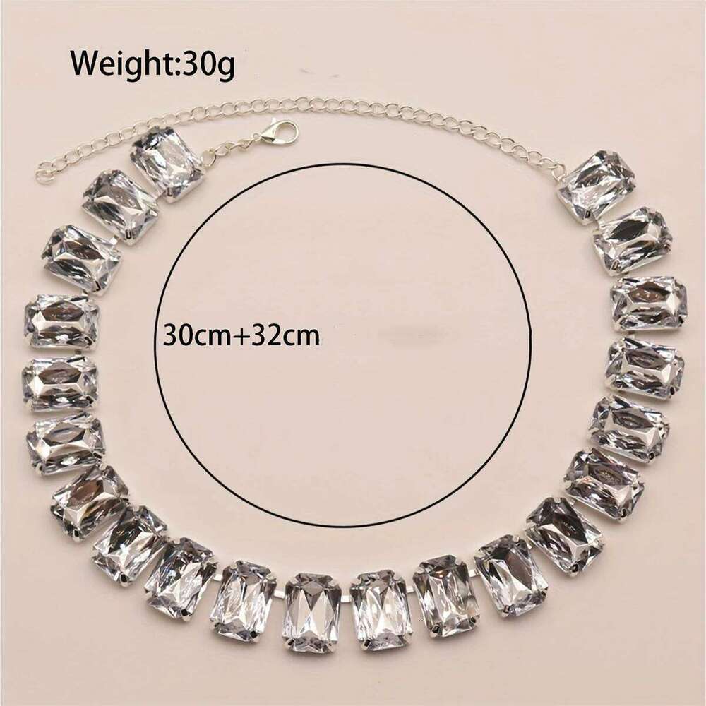 Sexy Sparkling Square Rhinestone Exquisite Bridal Party Wedding Jewelry Large Necklace Accessories H260312