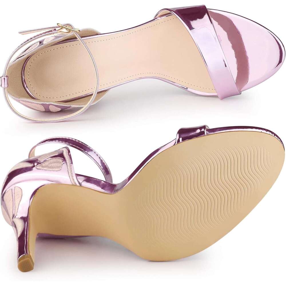 Women S Butterfly Heels Metallic Stiletto Heel Sandals MOJIDASHU