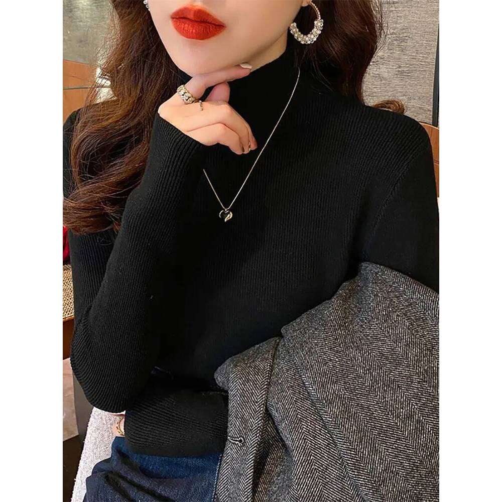 Autumn Winter New Turtleneck Fashion Stretch Tops Women Pullovers Long Sleeve Bottoming Knitted Sweater Z260313