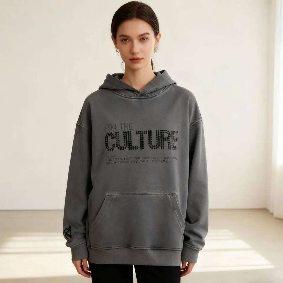 Retro Fashion Hoodies Autumn Winter New Loose American Personalized Clothing Trend Letter Rhinestones Trendy Streetwear 26Y0313