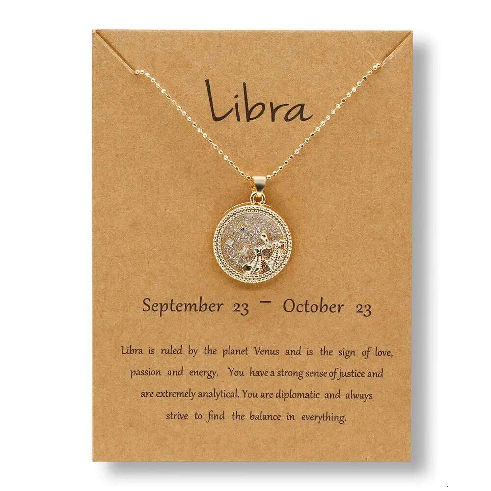 Fashion Star Zodiac Sign 12 Constellation Necklace Pendant Aries Leo Chain Choker Necklaces for Women Birthday Jewelry Gifts H260312