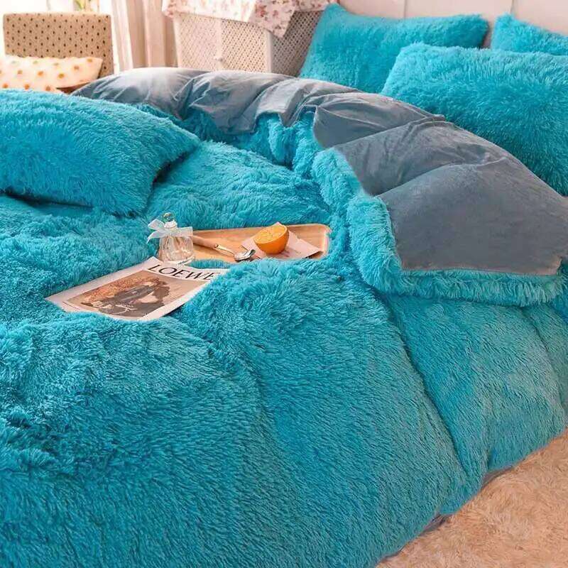 Mink Fur Four Piece Winter Duvet Cover Pillowcase Crystal Bed Sheet Milk Plush Set Wholesale duvet cover H260312 - view 7