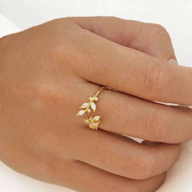 1PC 24k gold Plating Adjustable Open Hug for Women Romantic Opening Crystal Wedding Rings Unisex Jewelry H260312