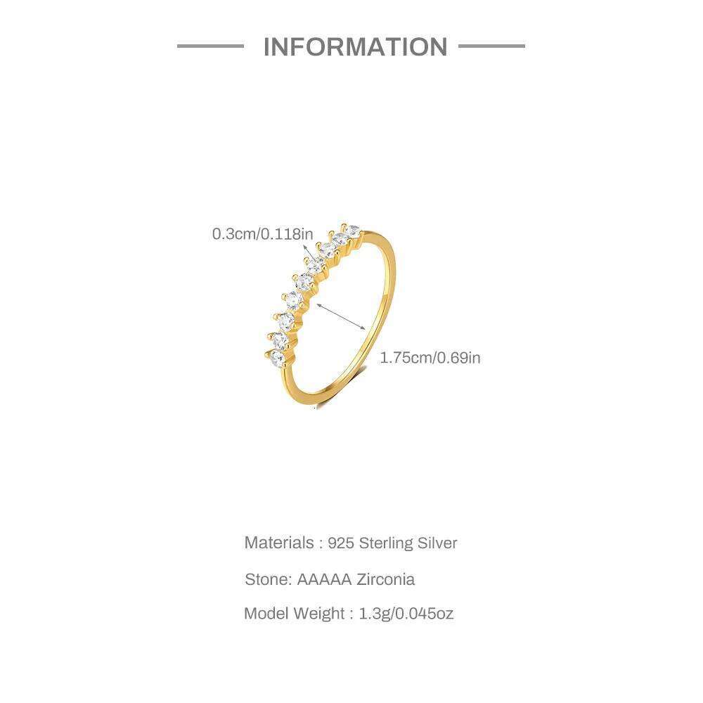 CANNER 925 Silver Simplicity Water Droplet Zircon Rings For Women 18K Gold Super Flash Single Row Clustered Shape Fine Jewelry H260312