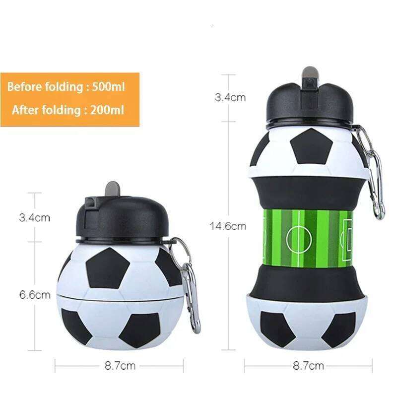Student Football Outdoor Sports Water Bottle Household Silicone Folding Cup Portable Anti Drop Z260314