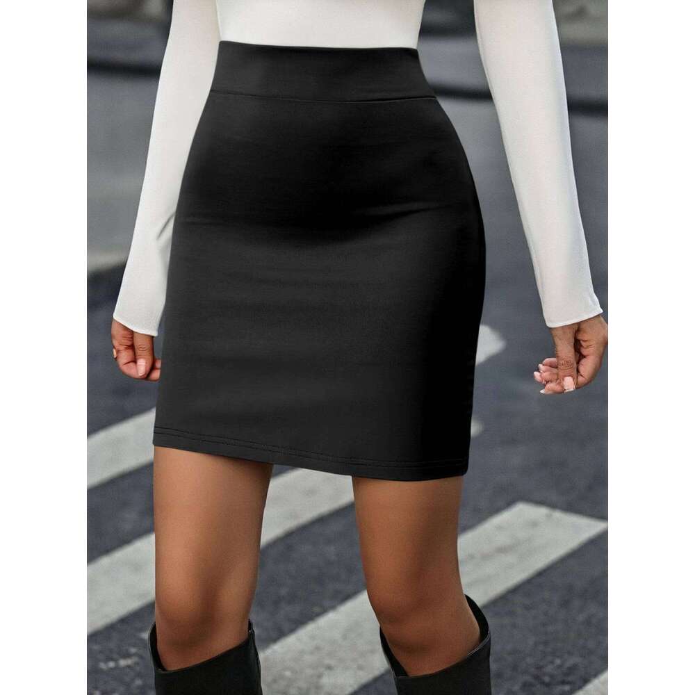Women's Slim Fit Bodycon Mini Skirt - High Waist Elastic Waistband, Stretchy Comfortable Material, Versatile for Work, Party Z260314