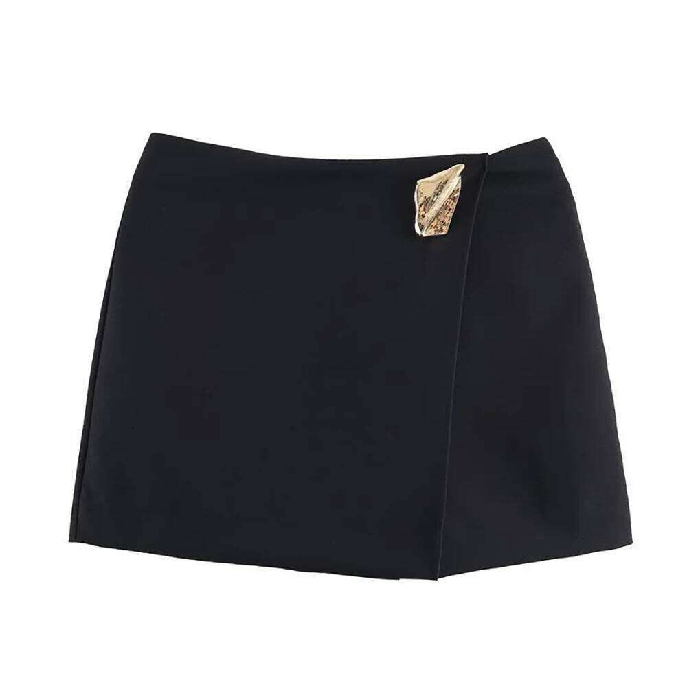 Asymmetrical Short for Women Spring Autumn Fashion Mini Solid Color Skirt Shorts American Daily Commute All-Match Skirts Z260314
