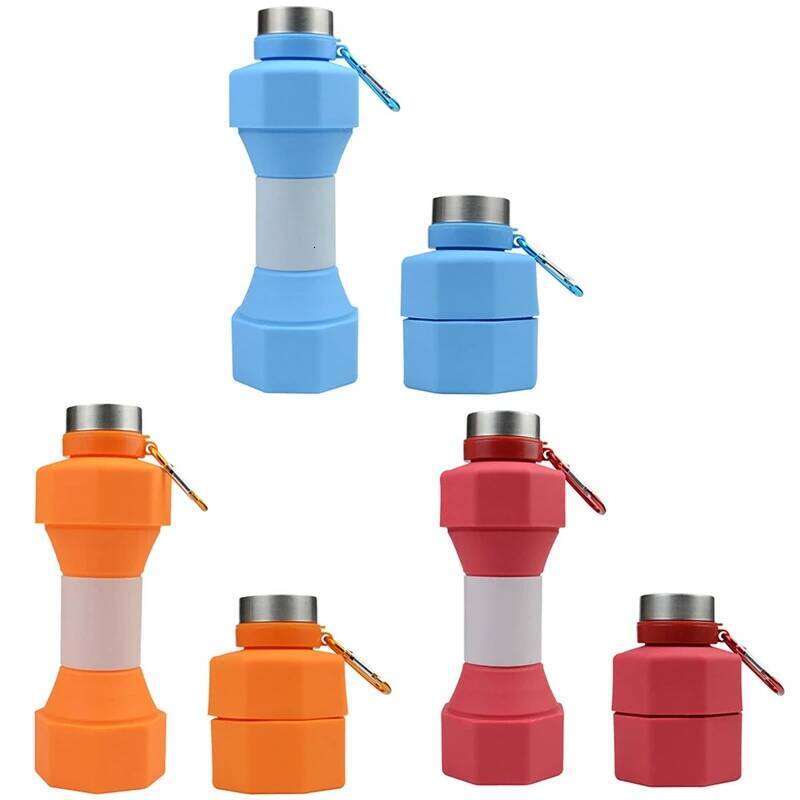 650Ml Silicone Dumbbell Shaped Kettle Weight Strong Water Drinks Accessories Blue Z260313