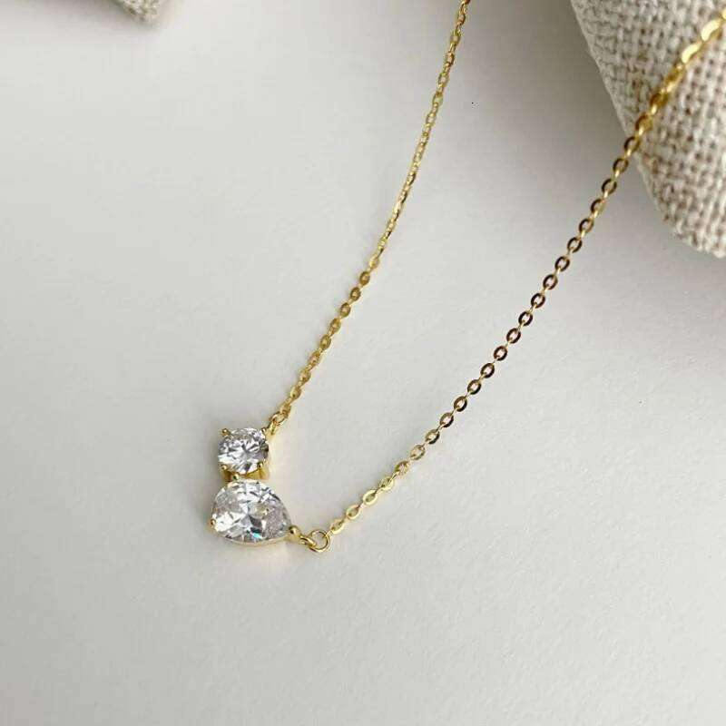 Stainless Steel Hypoallergenic Water Droplet CZ Pendant for Women Waterproof Ins Necklace Jewelry Birthday Gift H260312