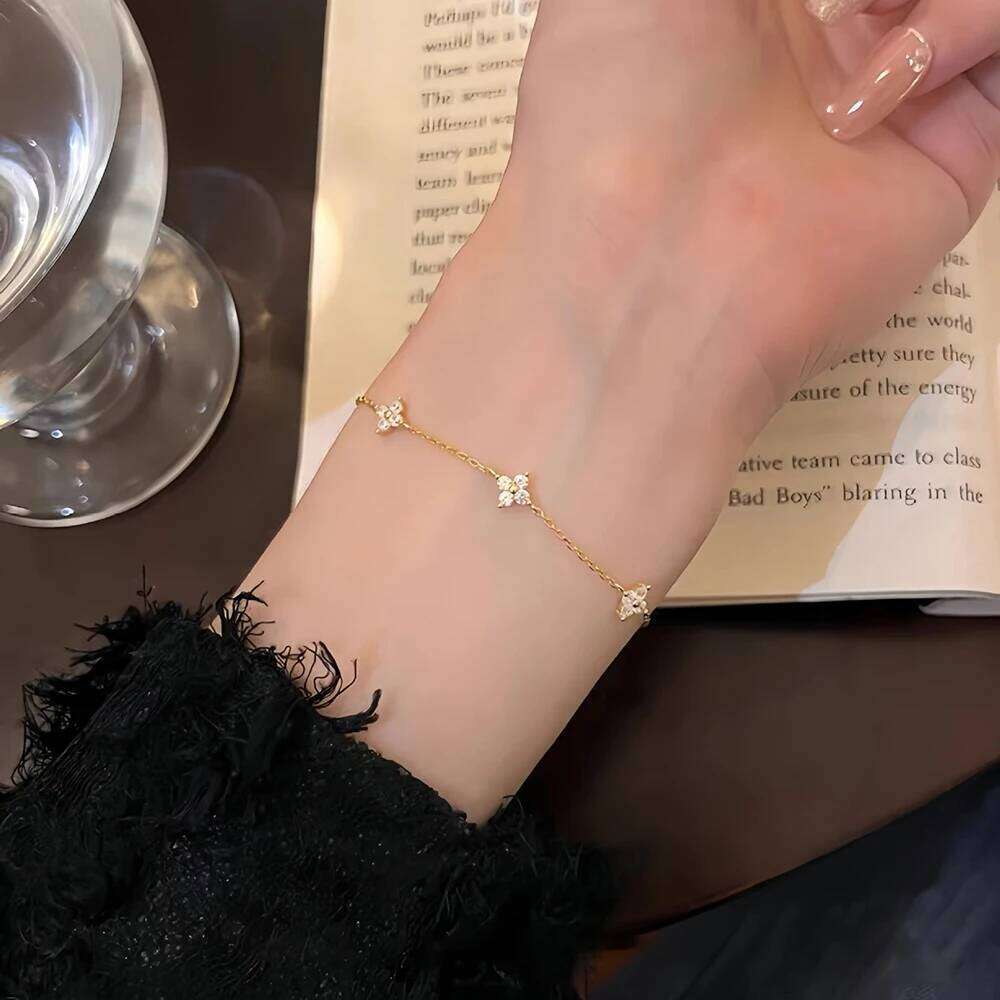 New Stainless Steel Zircon Necklaces for Women 18K Gold Plated Grass Collar Chain Necklace Jewelry Gift H260312