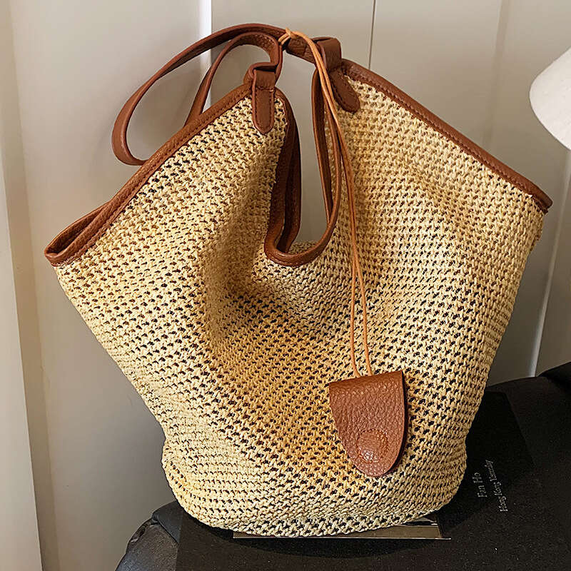 Summer New Woven Straw For Women Fashion Korean Niche Shoulder Bucket Beach Bag