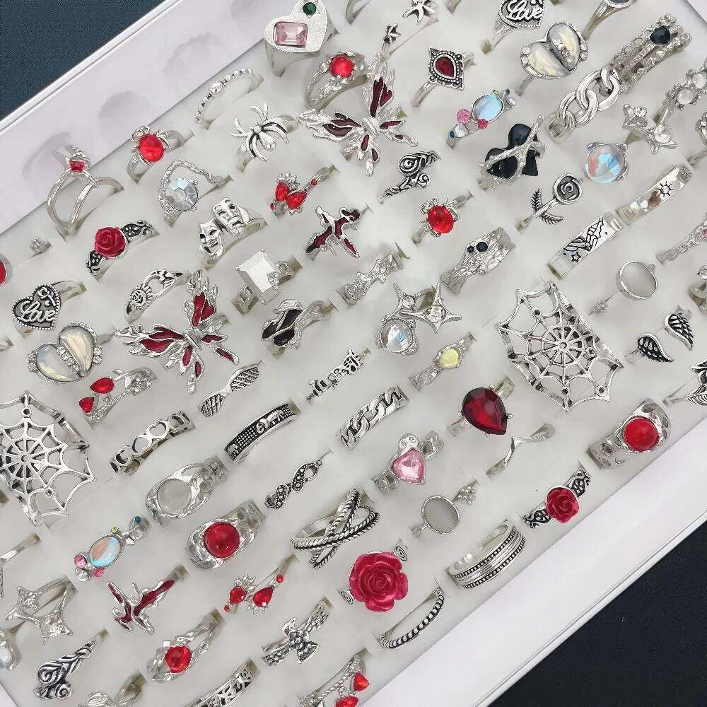 10/20/30Pieces Vintage Punk Butterfly Flower Spider Set Mix Style Halloween Finger Rings Jewelry Part Gifts H260312