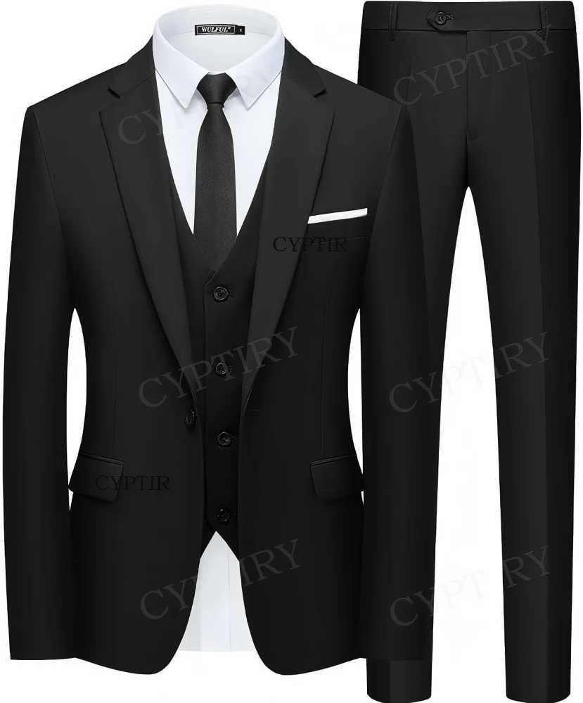 Elegant Mens Suit 3 Piece Fashion Lapel Single Breasted Groom Wedding Slim Fit Casual Version Business Suit For Man M260313