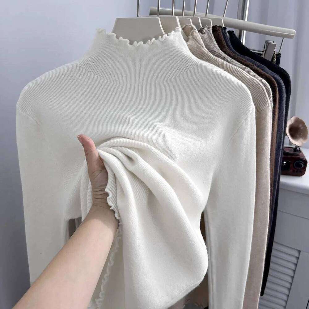 2025 Korean-style Solid Color Casual Soft Pullover Autumn Winter New Turtleneck Sweaters Women Slim Warm Ruched Knitted Jumpers Z260313