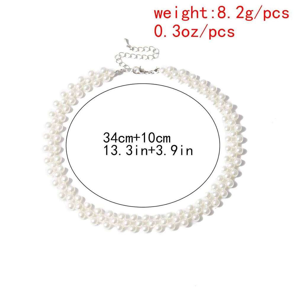 Boho Sweet Imitation Pearl Round Handwoven Collar Necklace for Women's 2023 Simple Romantic Wedding Bride Fashion Jewelry Gift H260312