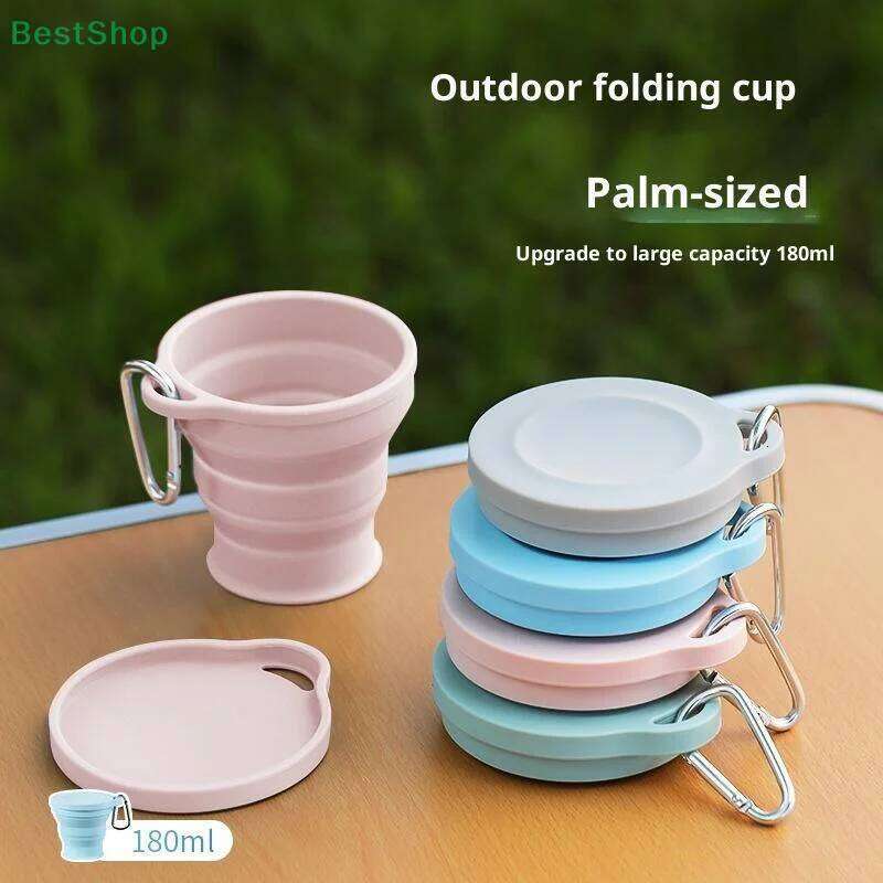 180ml Mini Folding Silicone Retractable Cup Outdoor Travel Coffee Telescopic Drinking Mug With Lid Z260313