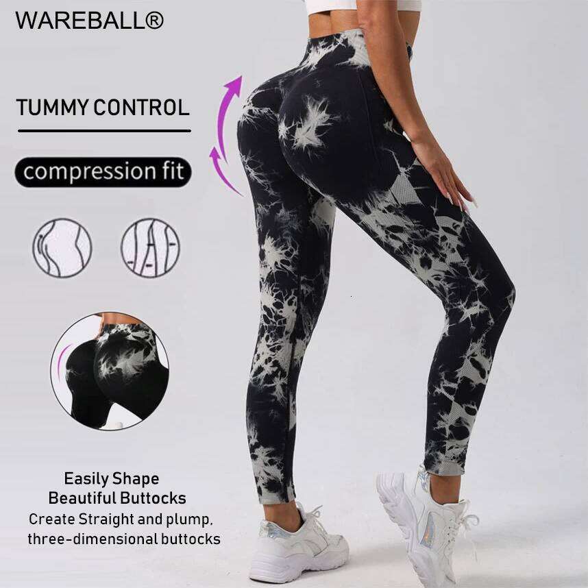 WAREBALL New Fashion Tie Dye Yoga Pants Gym Leggings Women Seamless High Waist Push Up Sport Tights Fitness Workout Leggins 26Y0313