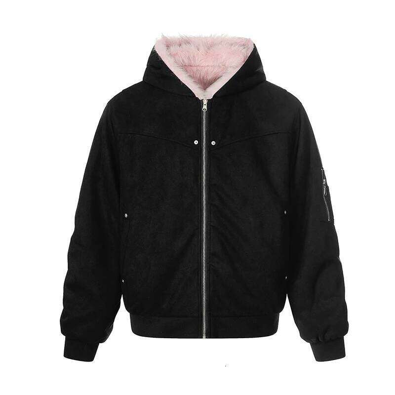 PFNW Trendy 2025 New Winter Fur Collar Men's Cotton Jacket Reversible Long Sleeve Zipper Male Tops 28W9888 Z260313