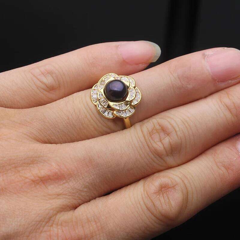 Wedding Natural Freshwater with Real Pearls,White Adjustable Pearl Ring Anniversary Gift Pink Black H260312