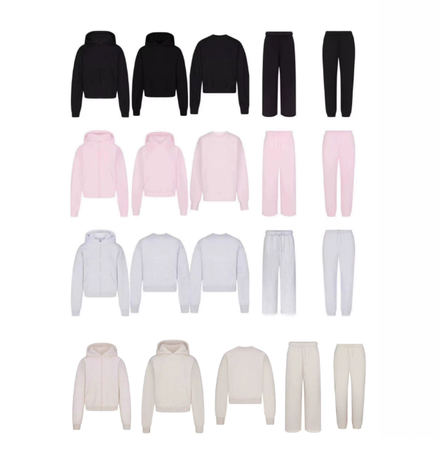 Workout Set Hoodie Pink Jacket Full Zip Sweatpants Shorts Shirt Tank Top Woman Sexy Lingerie Sport Gym Wear