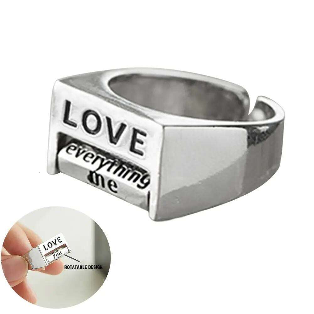 Creative Fidget Adjustable Silver Rotatable Mood Control Ring Jewelry Gift H260312