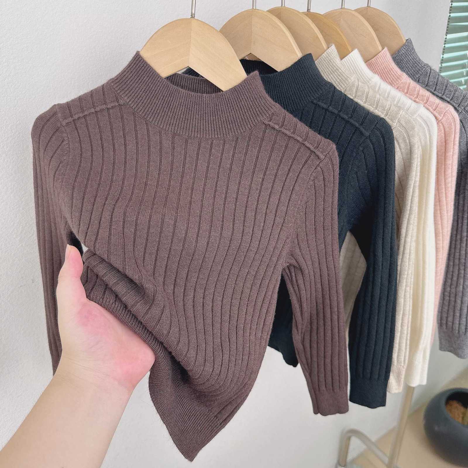 Pullover Children's Baby Half Turtleneck Base Shirt Boys and Girls Wool Sweater Pullover Ribbed Warm Soft Knitted Sweater
