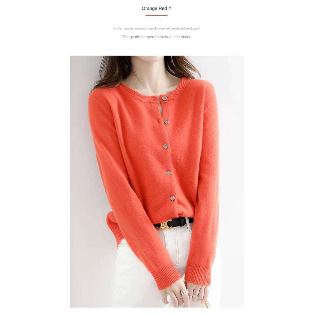 New Worsted Spring And Autumn Women Cardigan Round Neck Knitwear Solid Color Fashion High-grade Knitwear-ZD-021 Z260313