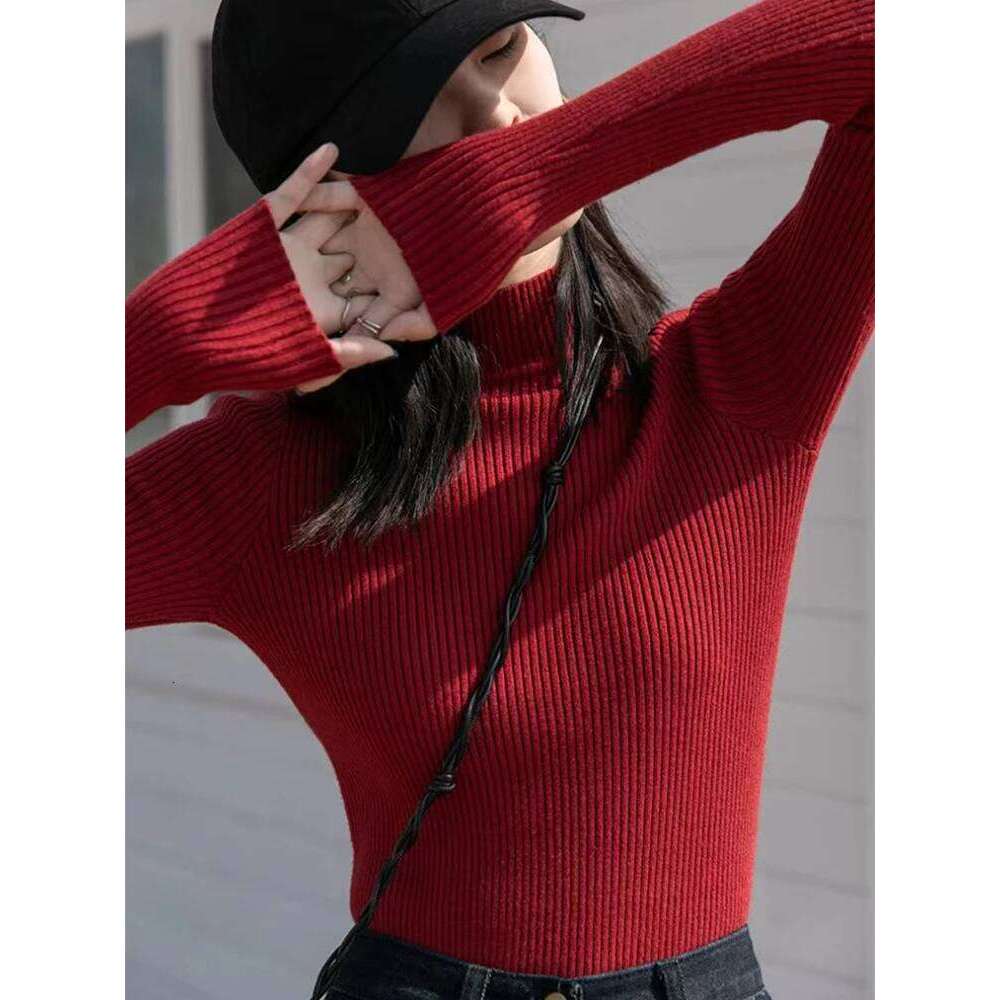 AOSSVIAO Autumn Winter 2025 Women Long Sleeve Knitted Turtleneck Ribbed Pull Sweater Soft Warm Femme Jumper Pullover Z260313